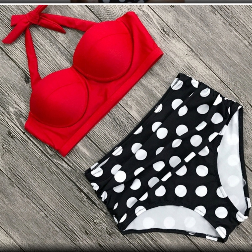 New Red, Black & White Bikini